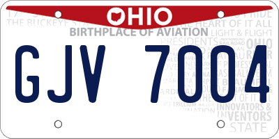 OH license plate GJV7004