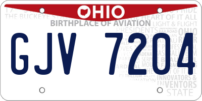 OH license plate GJV7204