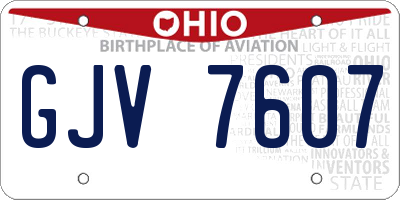 OH license plate GJV7607