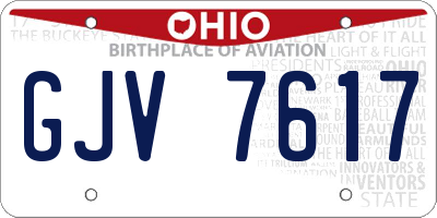 OH license plate GJV7617