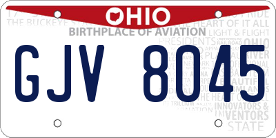 OH license plate GJV8045