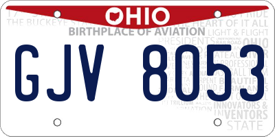 OH license plate GJV8053