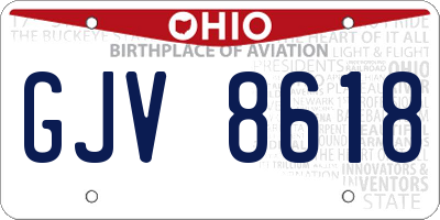 OH license plate GJV8618