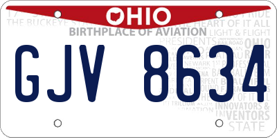 OH license plate GJV8634