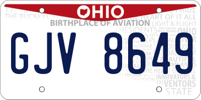 OH license plate GJV8649