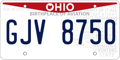 OH license plate GJV8750