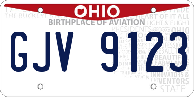 OH license plate GJV9123