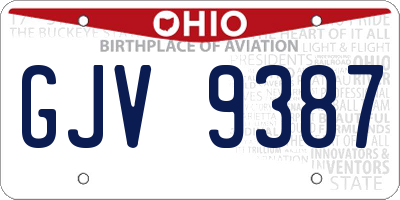 OH license plate GJV9387