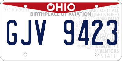 OH license plate GJV9423