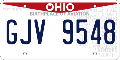 OH license plate GJV9548