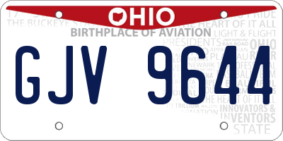OH license plate GJV9644