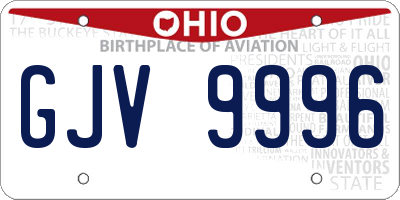 OH license plate GJV9996
