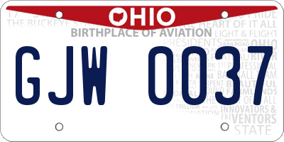 OH license plate GJW0037
