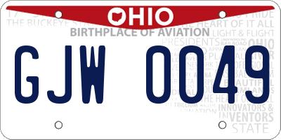 OH license plate GJW0049