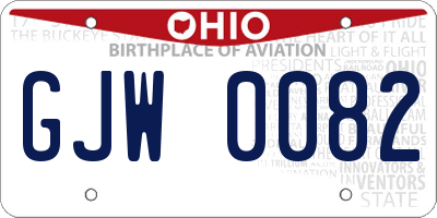 OH license plate GJW0082