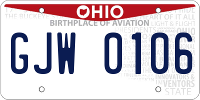 OH license plate GJW0106