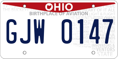 OH license plate GJW0147
