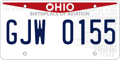 OH license plate GJW0155