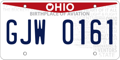 OH license plate GJW0161