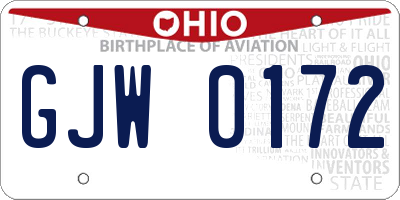 OH license plate GJW0172