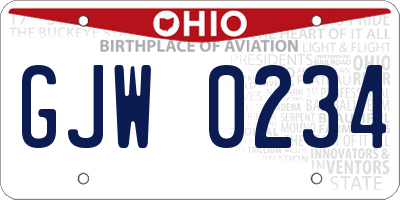 OH license plate GJW0234