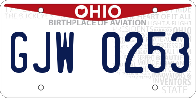 OH license plate GJW0253