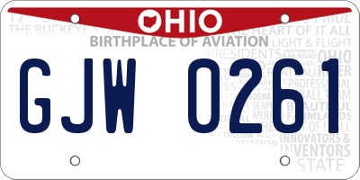 OH license plate GJW0261