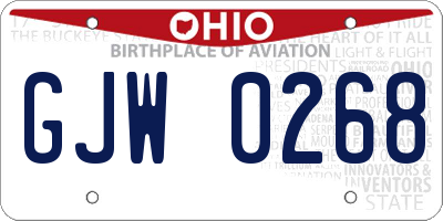 OH license plate GJW0268
