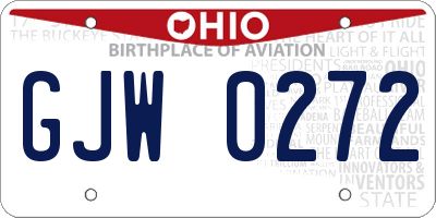 OH license plate GJW0272