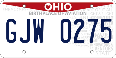OH license plate GJW0275