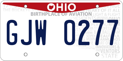 OH license plate GJW0277