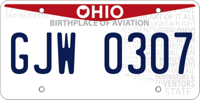 OH license plate GJW0307