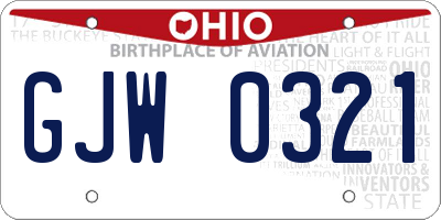 OH license plate GJW0321