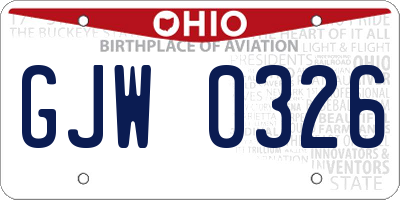 OH license plate GJW0326