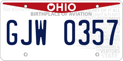 OH license plate GJW0357