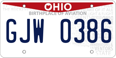 OH license plate GJW0386