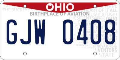 OH license plate GJW0408