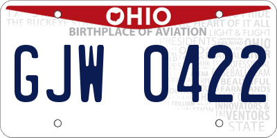 OH license plate GJW0422