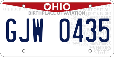 OH license plate GJW0435