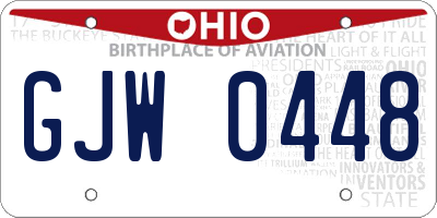 OH license plate GJW0448