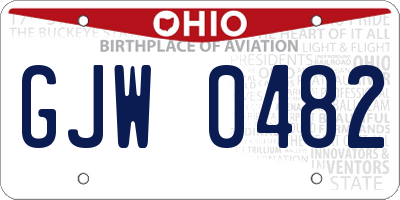 OH license plate GJW0482