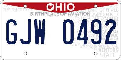 OH license plate GJW0492