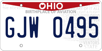OH license plate GJW0495