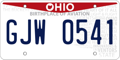 OH license plate GJW0541