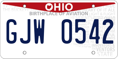 OH license plate GJW0542