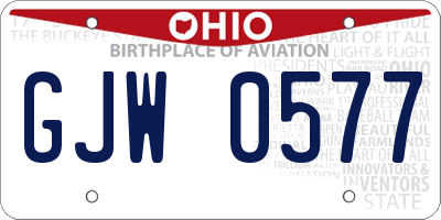 OH license plate GJW0577