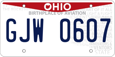 OH license plate GJW0607