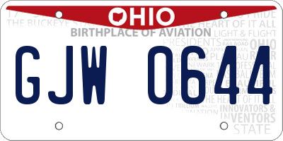 OH license plate GJW0644