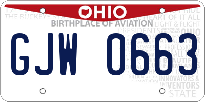 OH license plate GJW0663