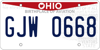 OH license plate GJW0668